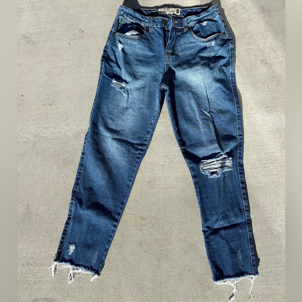 Mid Rise Distressed Straight Leg Pants Size 26